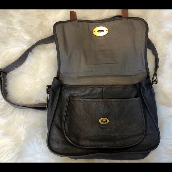 Fossil dark grey leather messenger bag - Picture 2 of 9